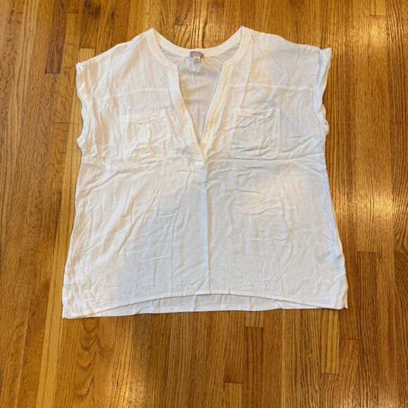 Merona Womens White Short Sleeve Blouse XL - Picture 1 of 5